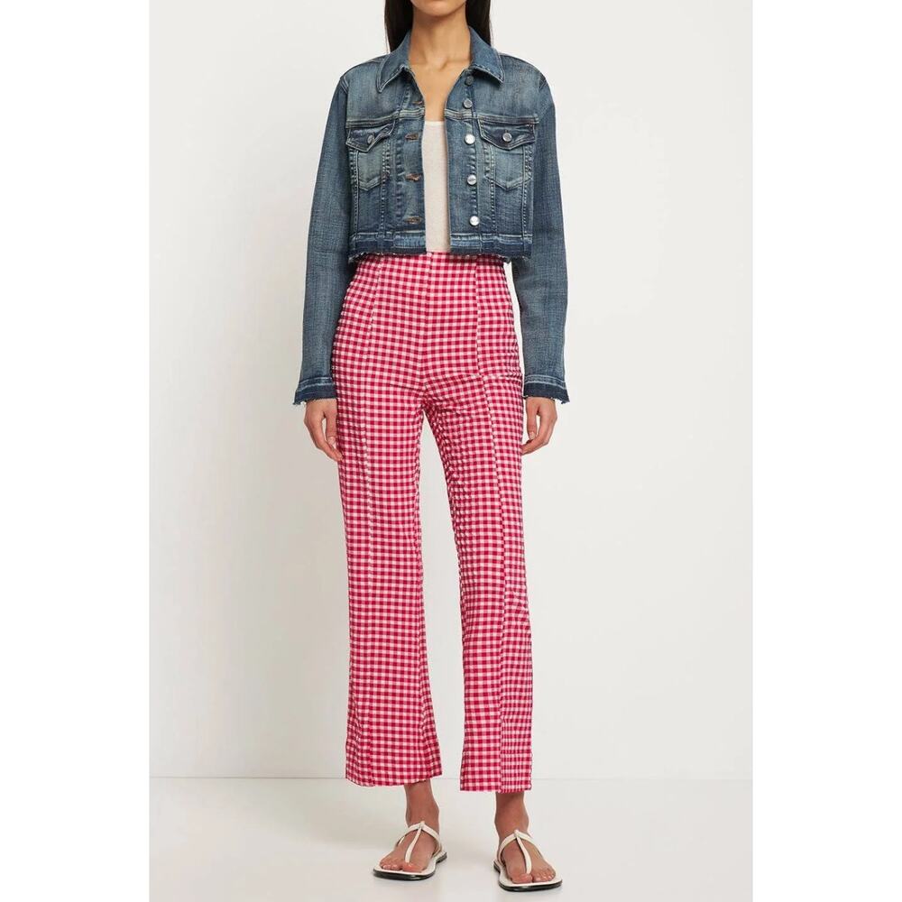 Ganni - Red Check Seersucker Trousers / size 38 / NWT